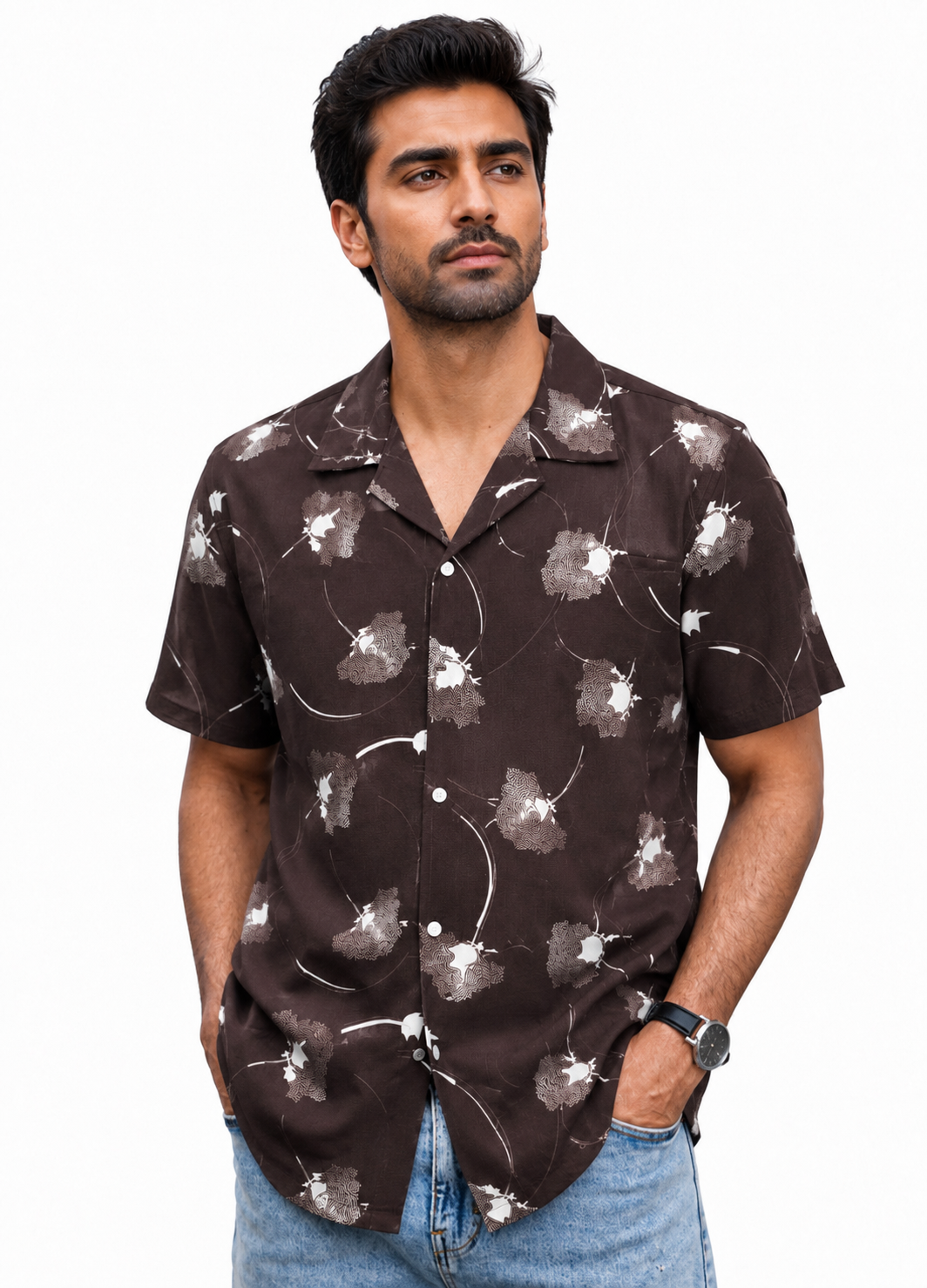 China Print Cuban Shirt - Chocklet (CB1)