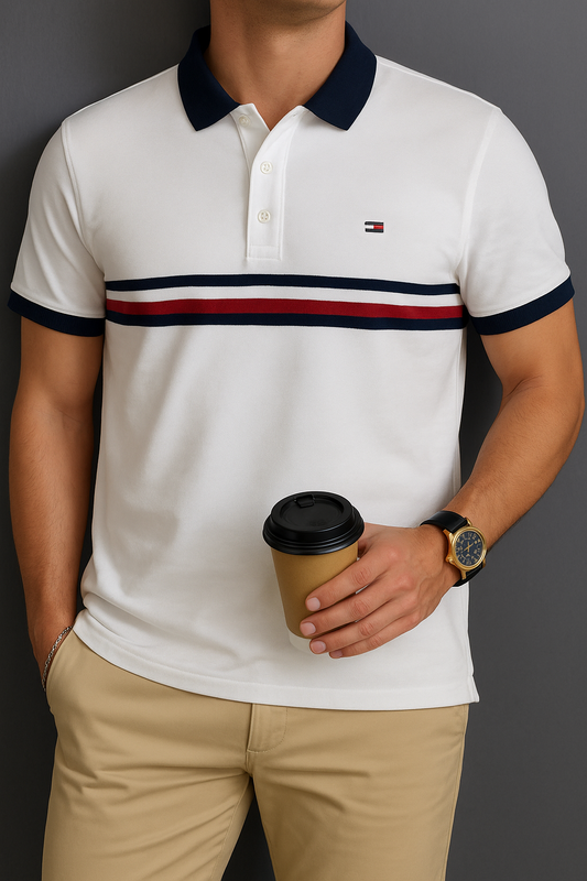 Men’s White Casual Polo Shirt