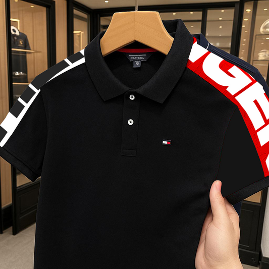 Mens Fashion Casual Polo Shirt-Black